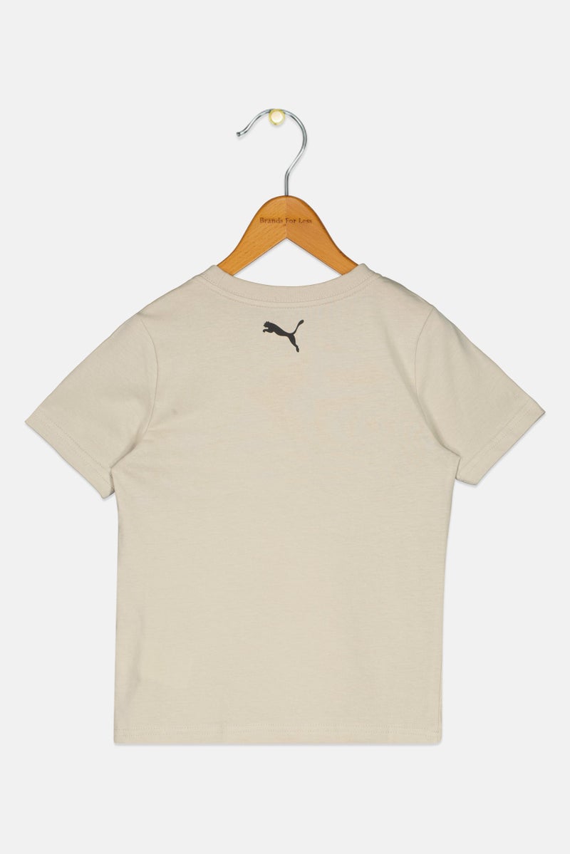 PUMA Kids Boy Graphic Print  Short Sleeve Outdoor T-shirt, Beige - Image 3